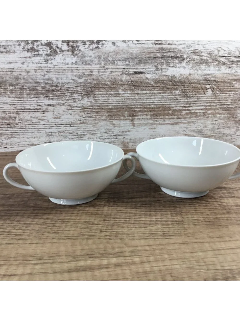 Mosa Select Japan Set of 2 White Porcelain Double-Handled Soup Bowls